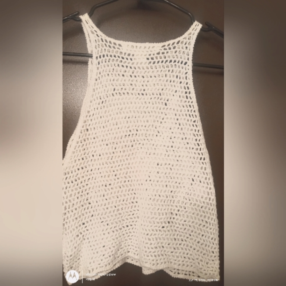 White Crochet tank